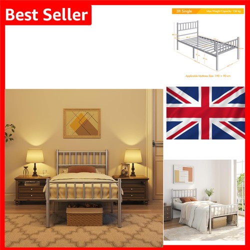 Modern silver metal - bed, frame