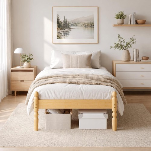 Noise free bamboo bed frame - bed,