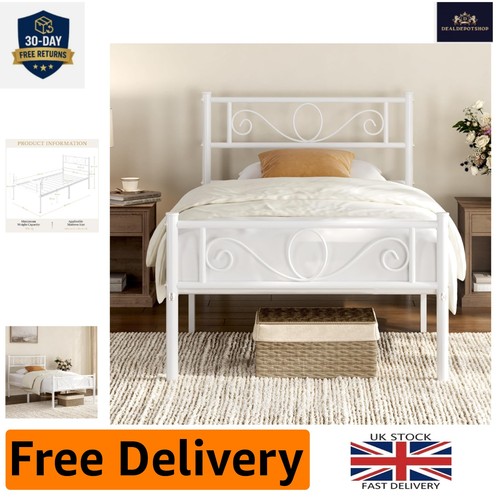 Sturdy metal single bed - single, frame