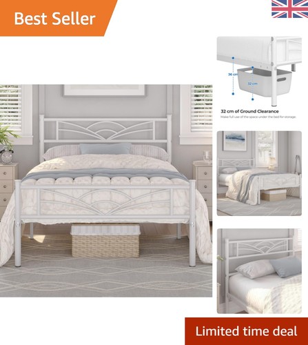 Stylish white metal bed - white,