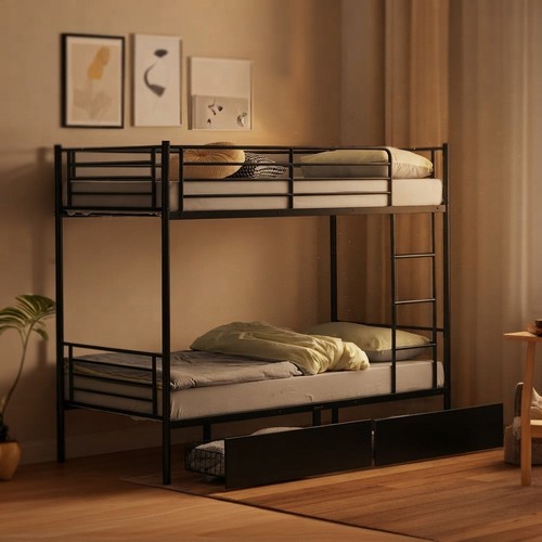 Metal bunk bed single over - bed,