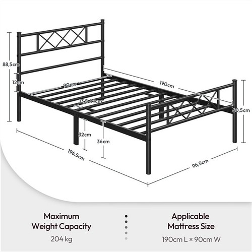 Single metal bed frame - metal,
