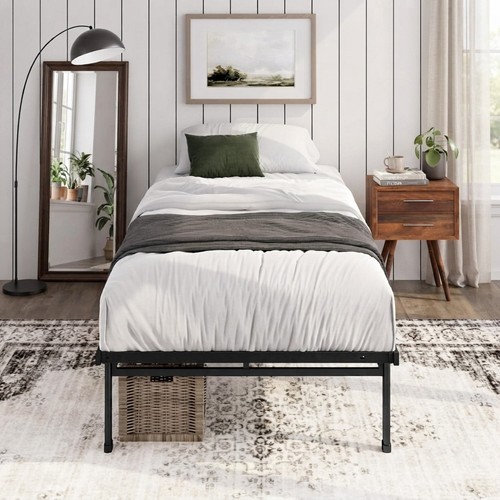 Sleek black metal bed frame - bed, 90