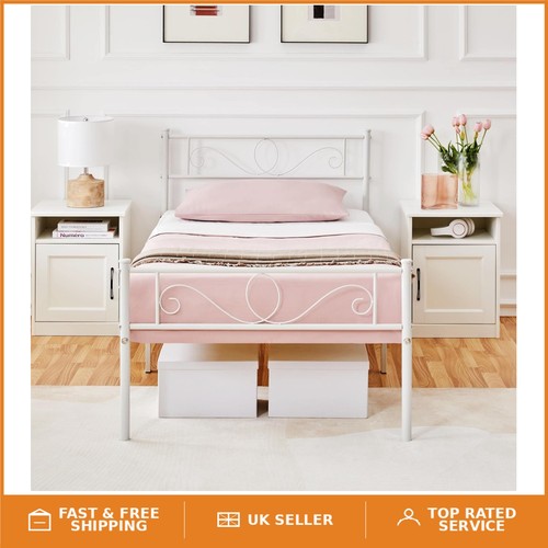 Contemporary white metal bed - white,