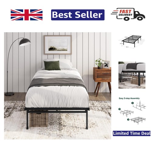 Stylish black 3ft bed frame - black,