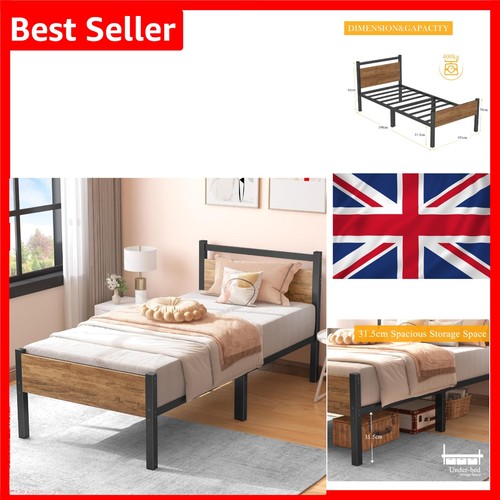Single bed frame with wooden - frame,