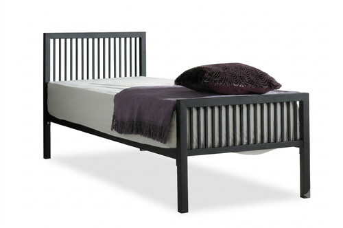 Black metal single bed - single, frame